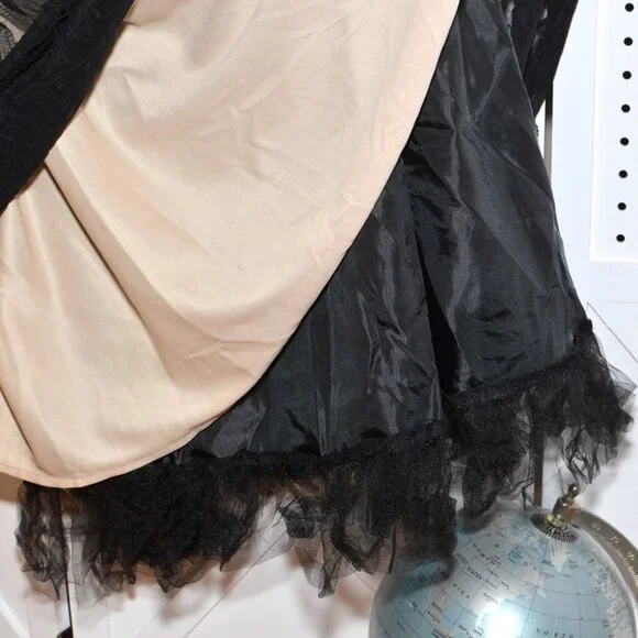 Plus Size 20W R&M Richards Black Mesh Over Nude Cocktail Party Full Skirt Dress - Picture 14 of 16